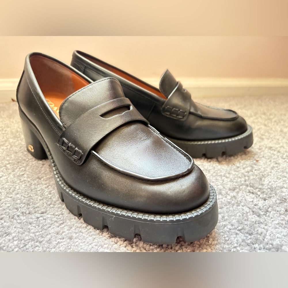 Coach Black Leather Penny Loafers - Picture 2 of 6